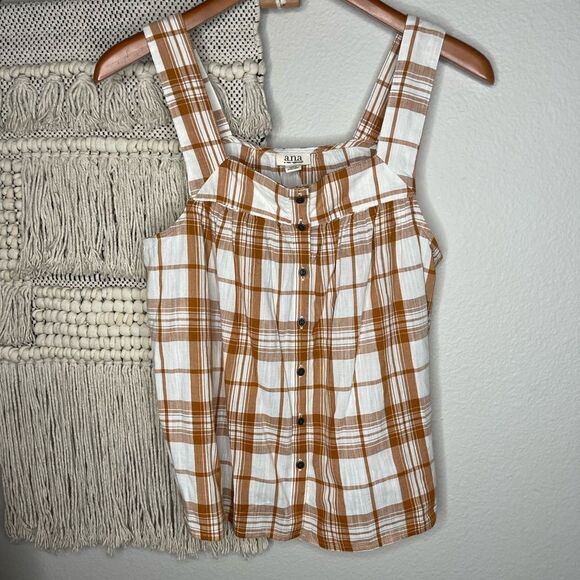 a.n.a. Orange plaid top - Picture 1 of 5